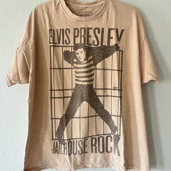 Elvis Presley Other - Distressed Grunge Elvis Presley Jailhouse Rock Graphic Tee - Beige